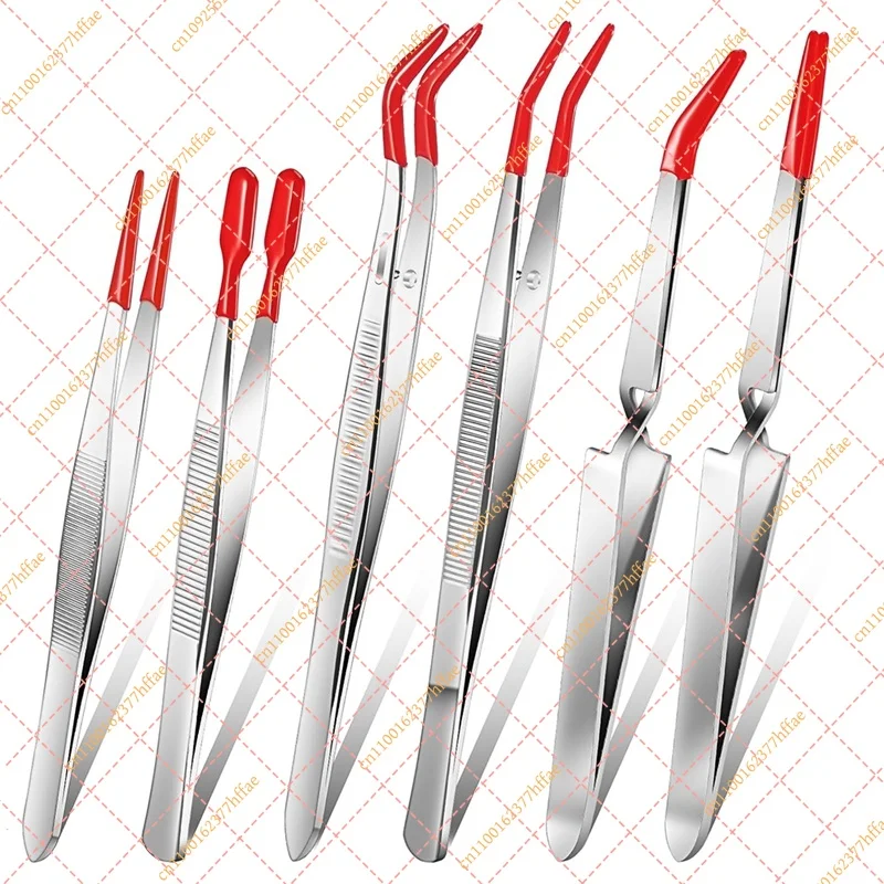TOP 6 Pieces  With Rubber Tips Cross-Lock Tweezers PVC Coated Tweezers Craft Jewelry  Anti Scratch Tweezers