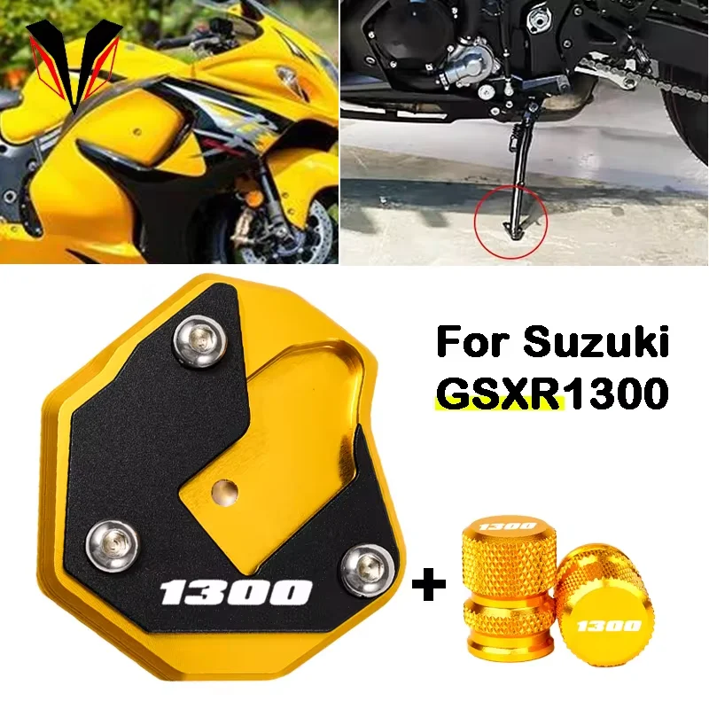 

For Suzuki hayabusa gsxr GSX1300R gsxr 1300 Motorcycle Accessories Kickstand Foot Side Stand Support Plate Wheel Valve Caps