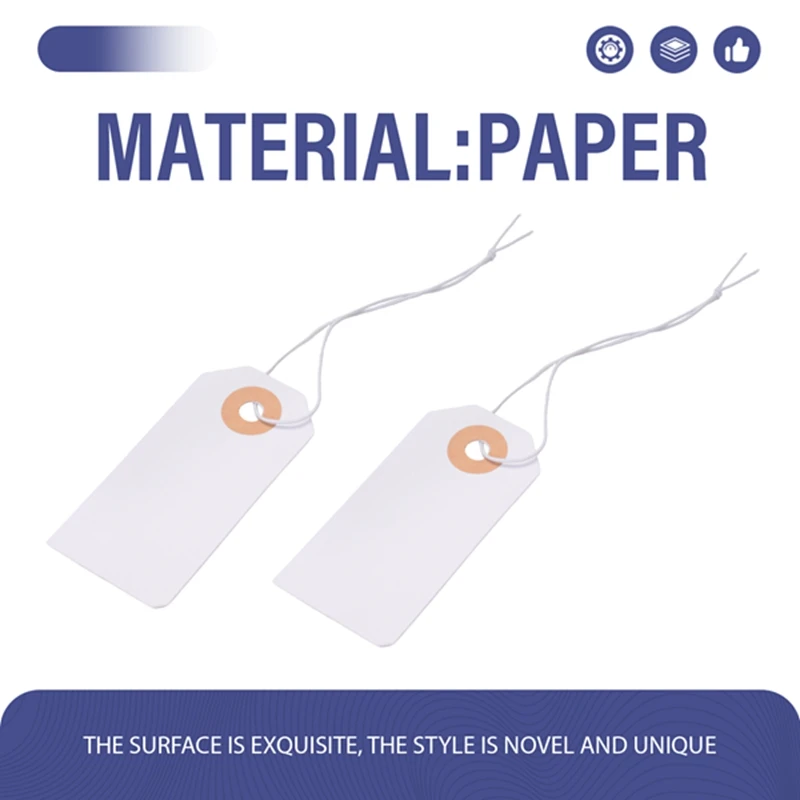 

100 пустых бирок с эластичной веревкой, маркировочные бирки с усиленным отверстием, пустые бирки для надписей, простые в использовании, 2,75x1,37 дюйма