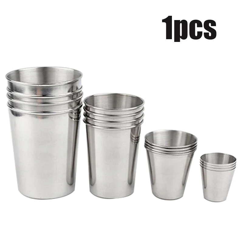 1Pc 30/180/320ML Stainless Steel Cups Metal Pint Cups Unbreakable Shatterproof Drinking Glasses Stackable Water Cups Tumbler