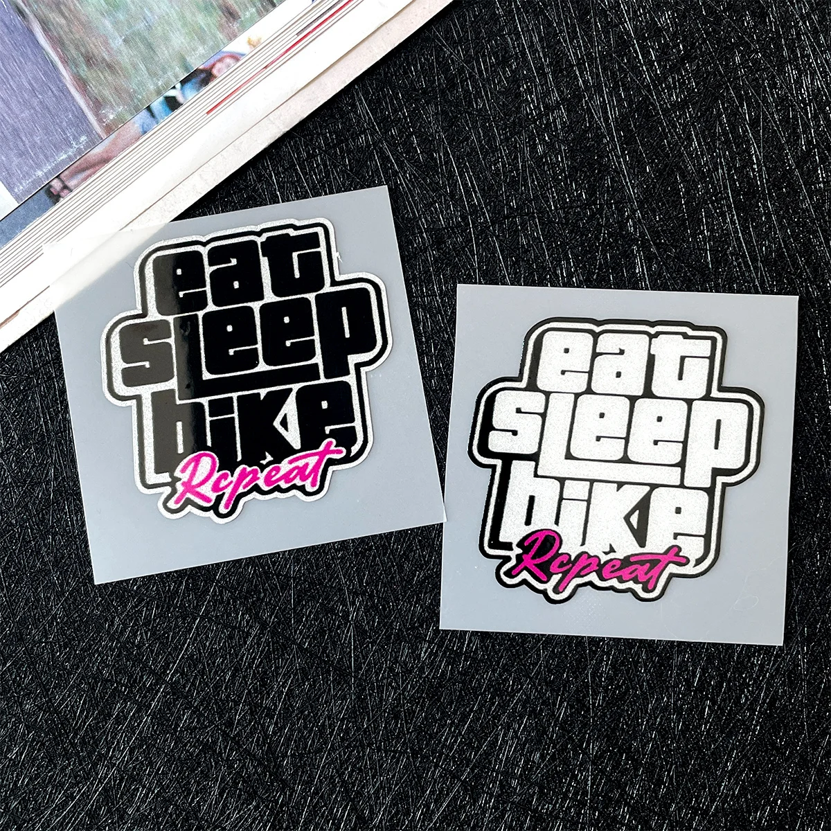 Stiker dekoratif "makan sepeda tidur" yang dipersonalisasi, helm, dan alat pelindung cocok untuk bodi sepeda