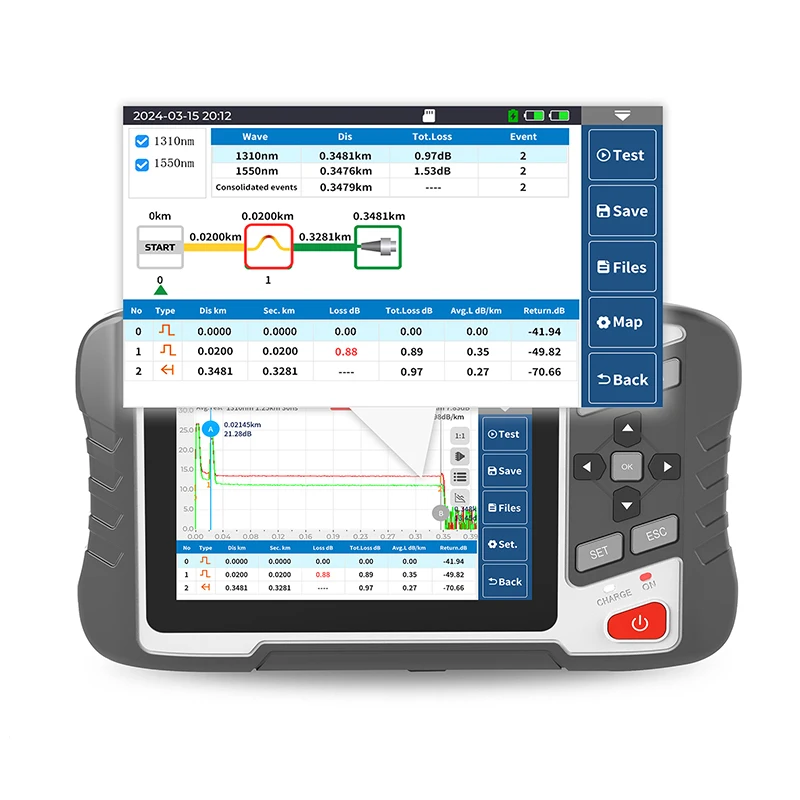 NK4300 OTDR Optical Time Domain Reflectometer 1310 1550 1625 1650nm Active Fiber Live Test with 400x Fiber Inspection Microscope