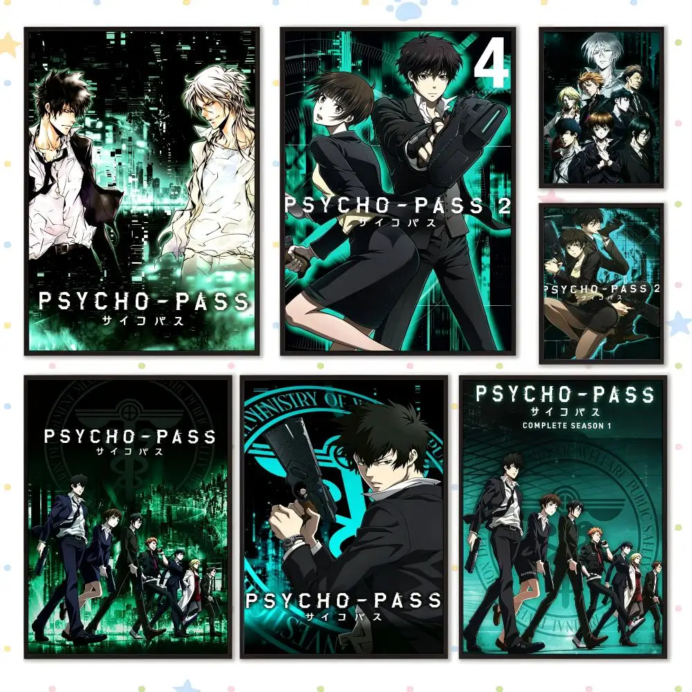 Póster de anime japonés, manga, serie de televisión «PSYCHO PASS», PP, decoración de pared autoadhesiva, diseño estético para dormitorio, sala de juegos, hogar, regalo para las fiestas.