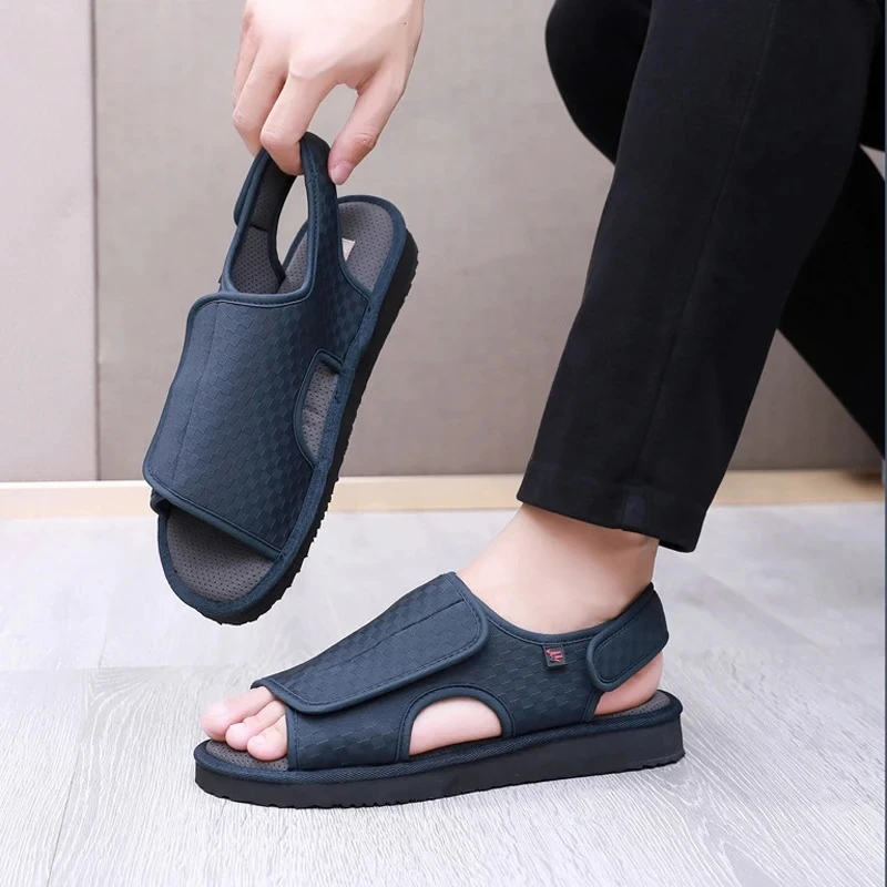 الرجال النساء أحذية السكري أسود فاتح الصيف تنفس المضادة للانزلاق المشي صندل قابل للتعديل هوك وحلقة للسيدات 41-49 #4