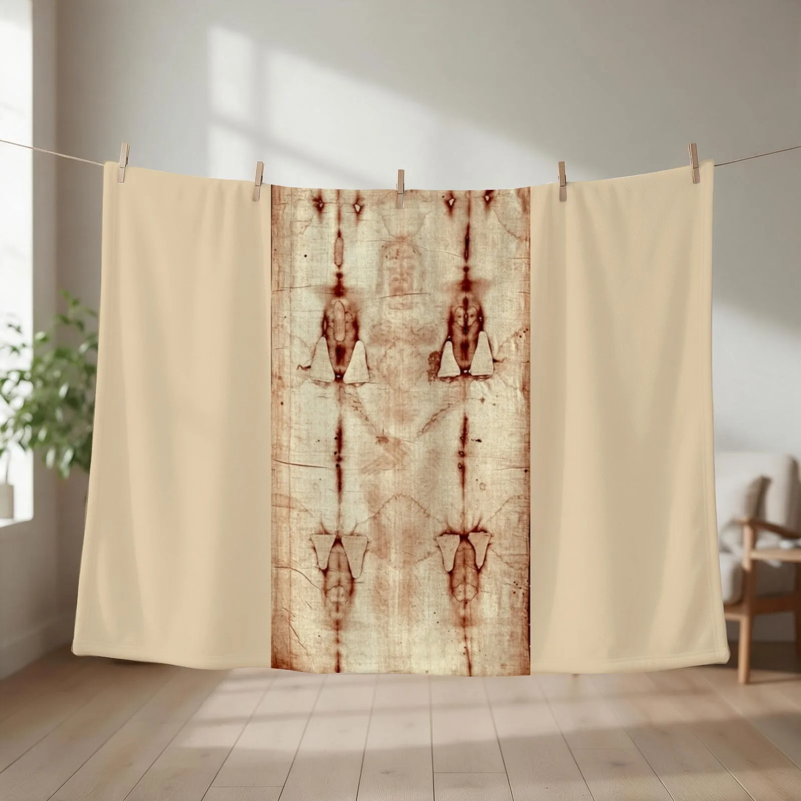Jesus Shroud of Turin Poster, Jesus Christ Throw Blanket Soft Tourist Camping Thins Blankets