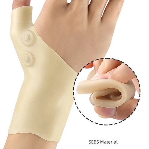 Imagen 2 del producto Guantes de terapia magnética Gel de silicona alivio del dolor de artritis soporte de pulgar de muñeca ajustable Corrector de masaje Unisex