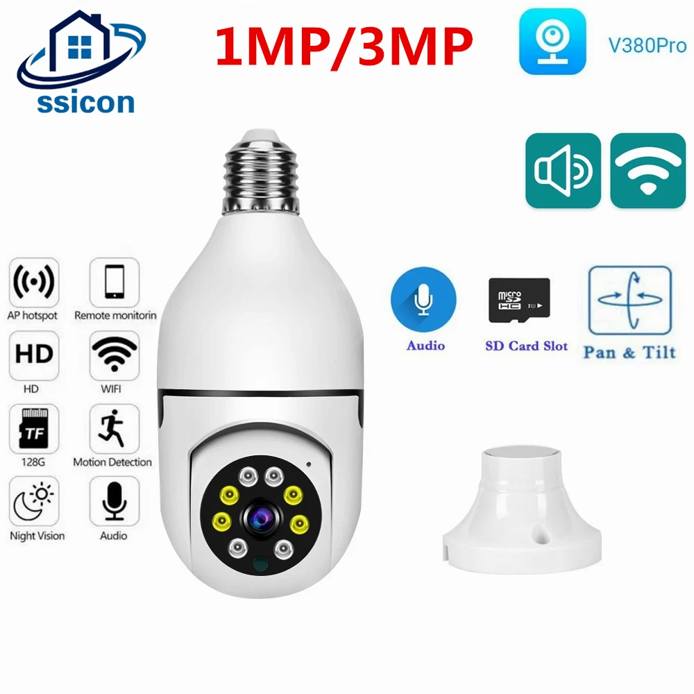 

V380 3MP Wifi Bulb E27 Surveillance Camera Color Night Vision 360° Rotating Human Tracking Two-way Talk Smart Home