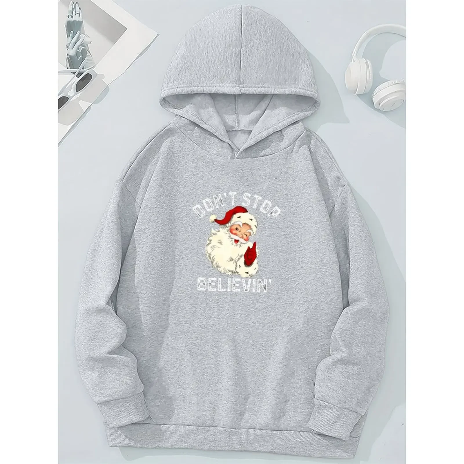 سترة نسائية بغطاء للرأس بلوزات شتوية مخملية غير رسمية مطلية بالرش مطبوعة ملونة بأكمام طويلة بلوفرات ملابس نسائية للخريف #6