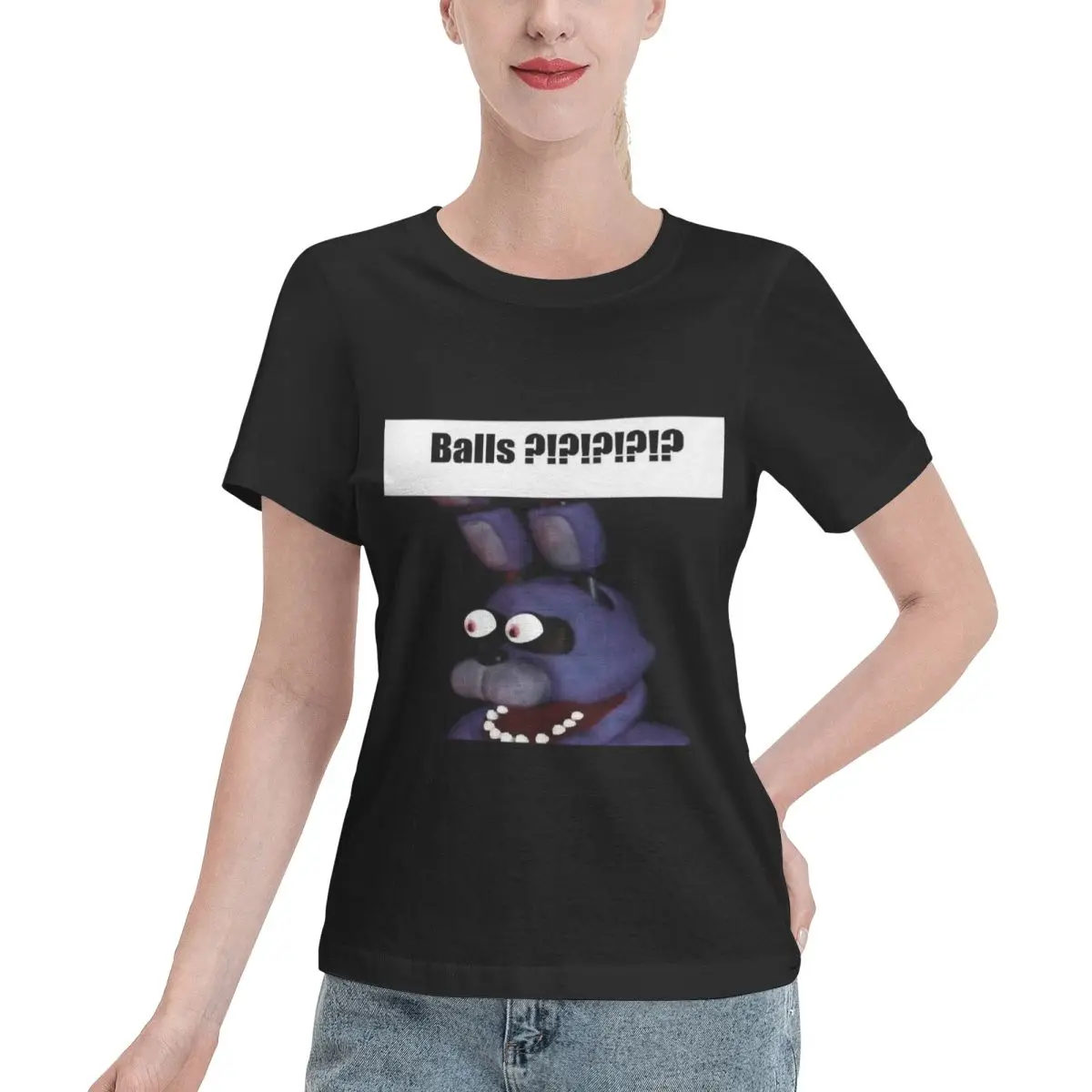 Wardrobe Essential Fnaf Bonnie Balls !!!! Meme Women's T-shirt Outdoor Activity Crew Neck T-Shirt