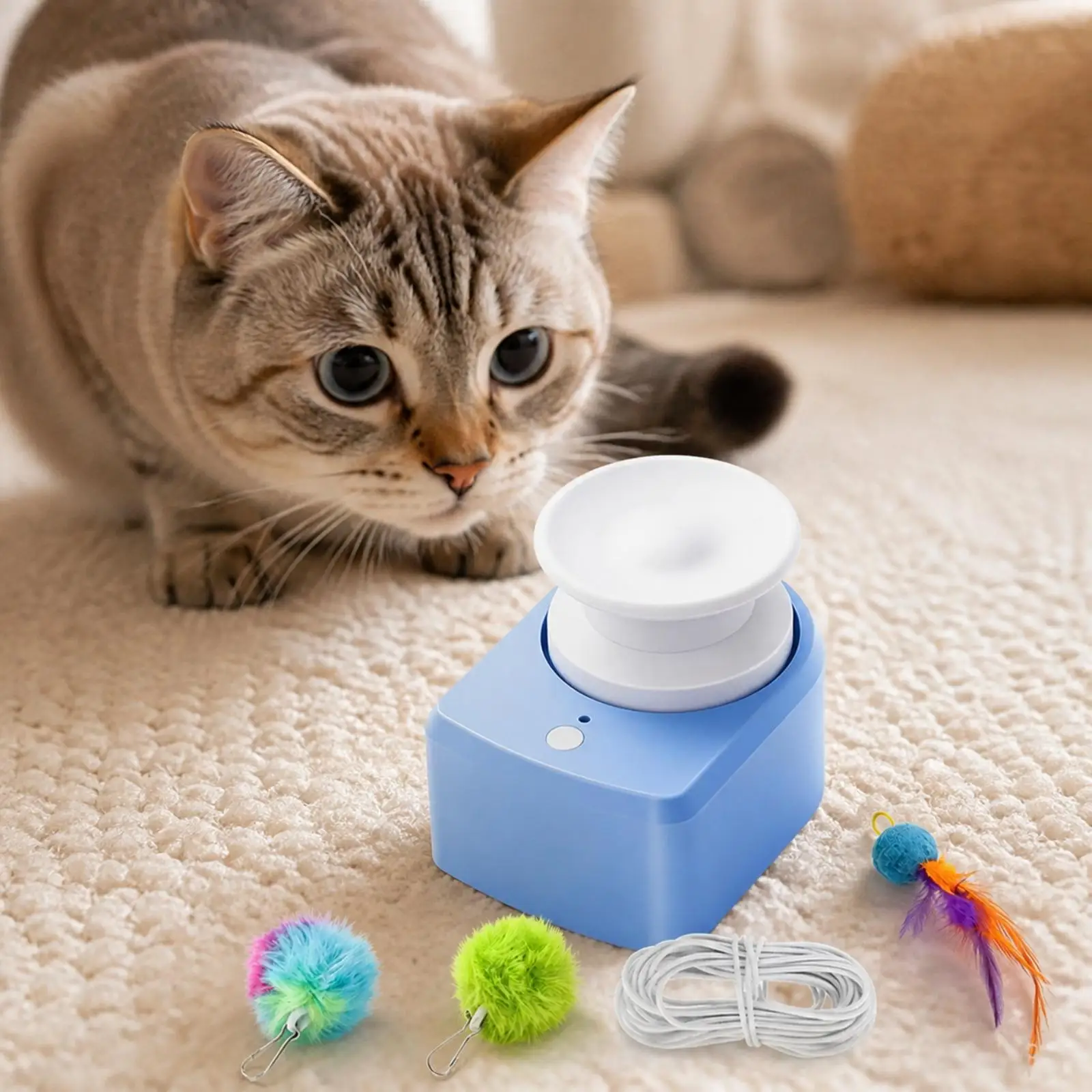 USB-C Rechargeable Cat Interactive Chaser with Three Speed Settings and Soft Ball Accessories for Pets