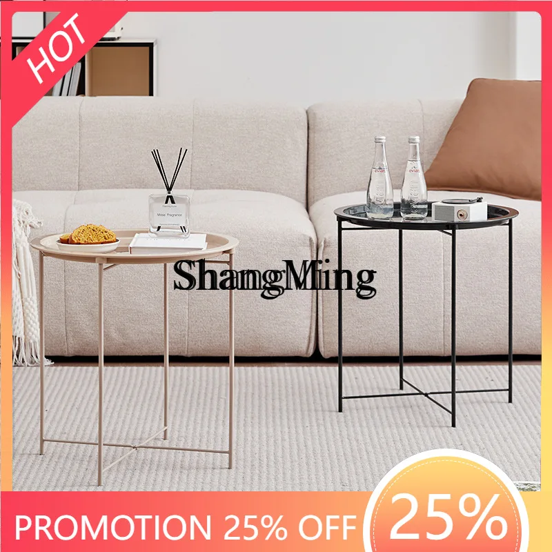 FG coffee table wrought iron sofa edge table high strength plastic modern simple living room bedroom small round table