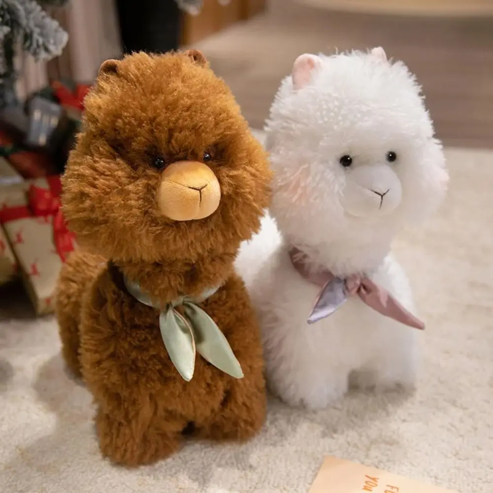 Creative Chubby Face Alpaca Plush Toys PP Cotton Fluffy Plush Llama Dolls 22/35/45cm Collection Animals Stuffed Toys Christmas