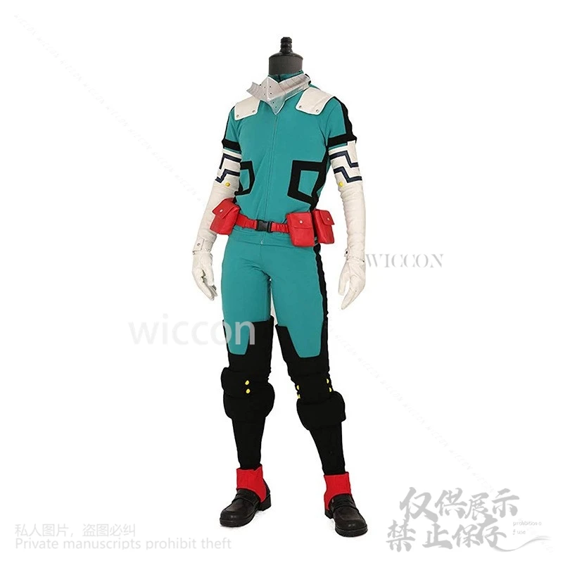 Anime meu midoriya herói izuku academia deku cosplay traje uniforme batalha terno saco peruca conjunto cabelo festa de halloween cos roleplay
