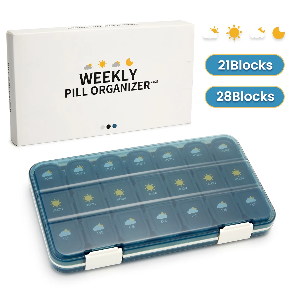 Boîte à pilules hebdomadaire, étui à pilules, distributeur de médicaments, mini organisateur de pilules portable, boîte à pilules à 7 compartiments, conteneur de rangement pour comprimés
