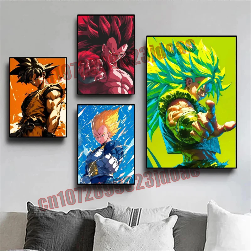 

Anime Dragon Ball Character Goku Vegeta Super Saiyan Oil Painting Canvas Painting HD Poster Modern Home Mural Children's Gifts
