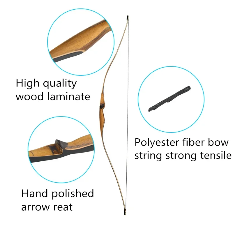 54inch 10-35 Ibs Traditional Handmade Long Bow Recurve Bow Making of High Quality Laminated Technological Wood Comfortable grip