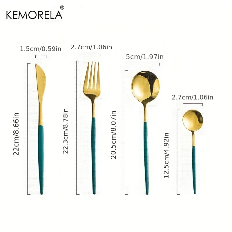 Christmas 24Pcs Golden Cutlery Set Stainless Steel Knife Fork Spoon Tableware Flatware Set Festival Kitchen Dinnerware Gift