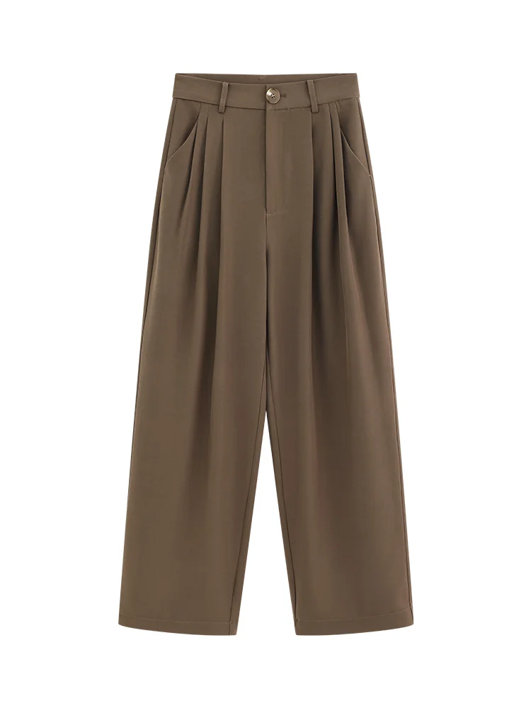 Elegant High-Waist Wide-Leg Suit Pants for Women–Loose-Fit,Draped Straight-Leg Trousers, Trendy Relaxed Office Chic Spring Style