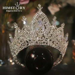 Himstory Hair  Jewelry Pageant  Accessories Classic Large Tiaras Cubic Princess Bride Zircon Wedding Crown For Women