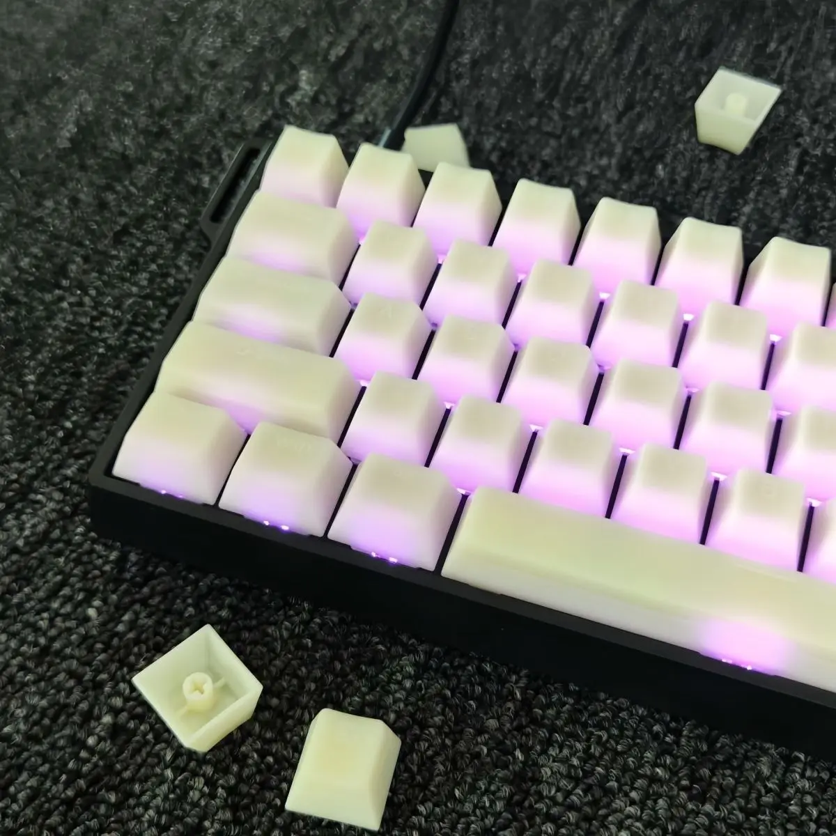 114-toetsen Marmer Thema Keycaps Double Shot PBT Keycaps Melkwit Doorschijnend Kersenprofiel Keycap voor MX Switch Gamer-toetsenbord