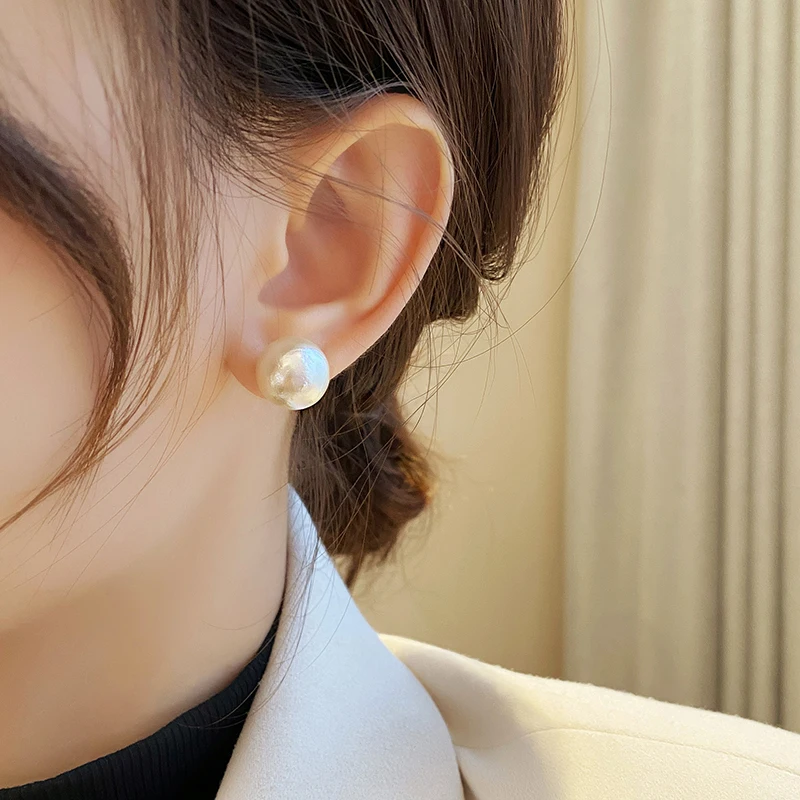 الفرنسية الفاخرة القطن كبير أقراط اللؤلؤ 2025 خمر هيبورن عالية الجودة باتي اكسسوارات للمرأة تصميم بسيط مجوهرات