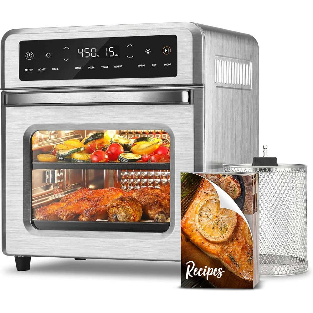 Lucht Friteuse Broodrooster Oven, 11-In-1 Functies Met Rotisserie, Uitdrogen, Dubbele Verwarmingselementen, 13 Qt Airfryer Past 8 "Pizza