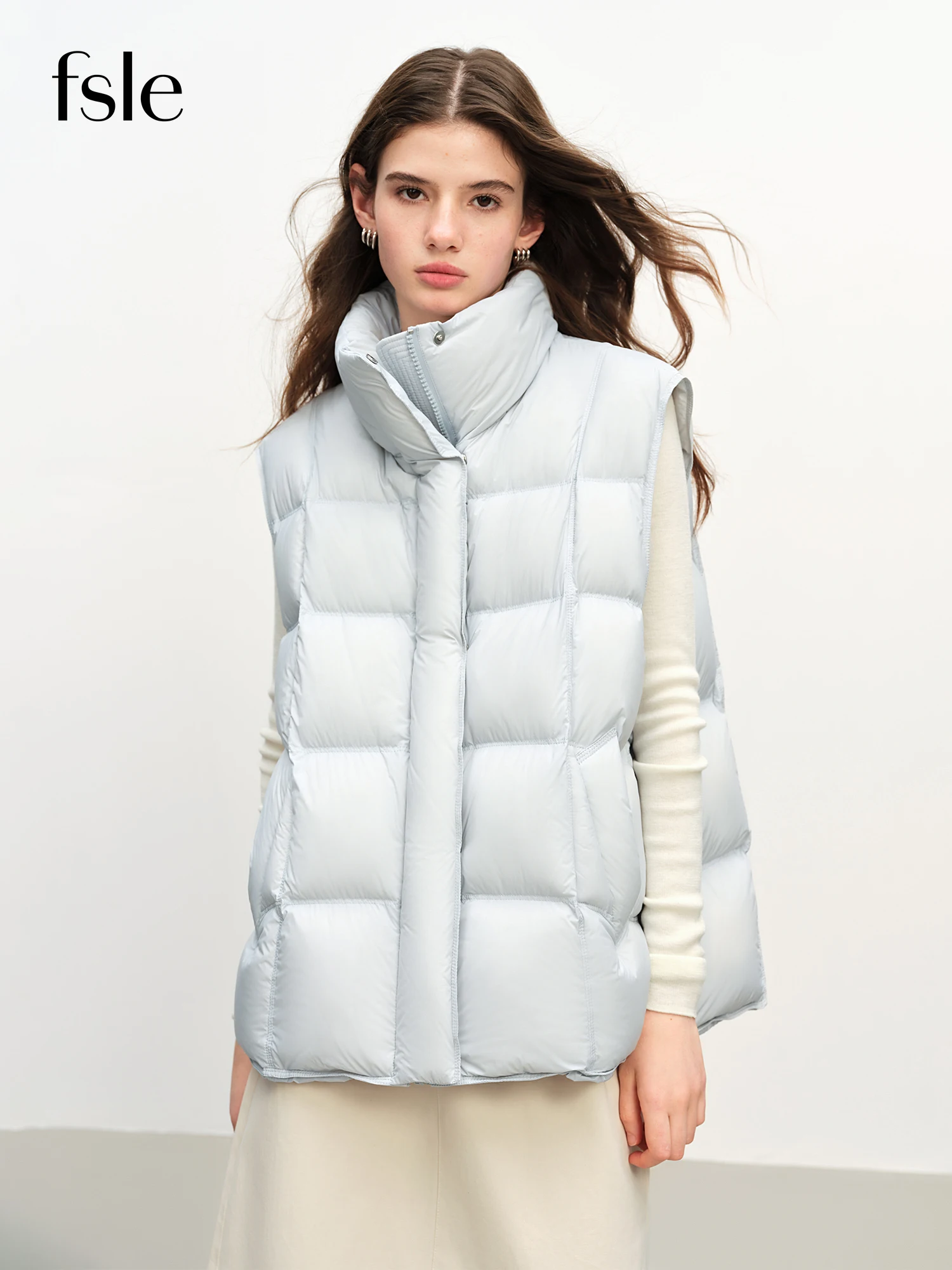 

FSLE 2025 Winter Women's Korean Style Stand Collar Puffer Vest - Lightweight Down-Free Design Oversized Cloud-Like Fit Casual