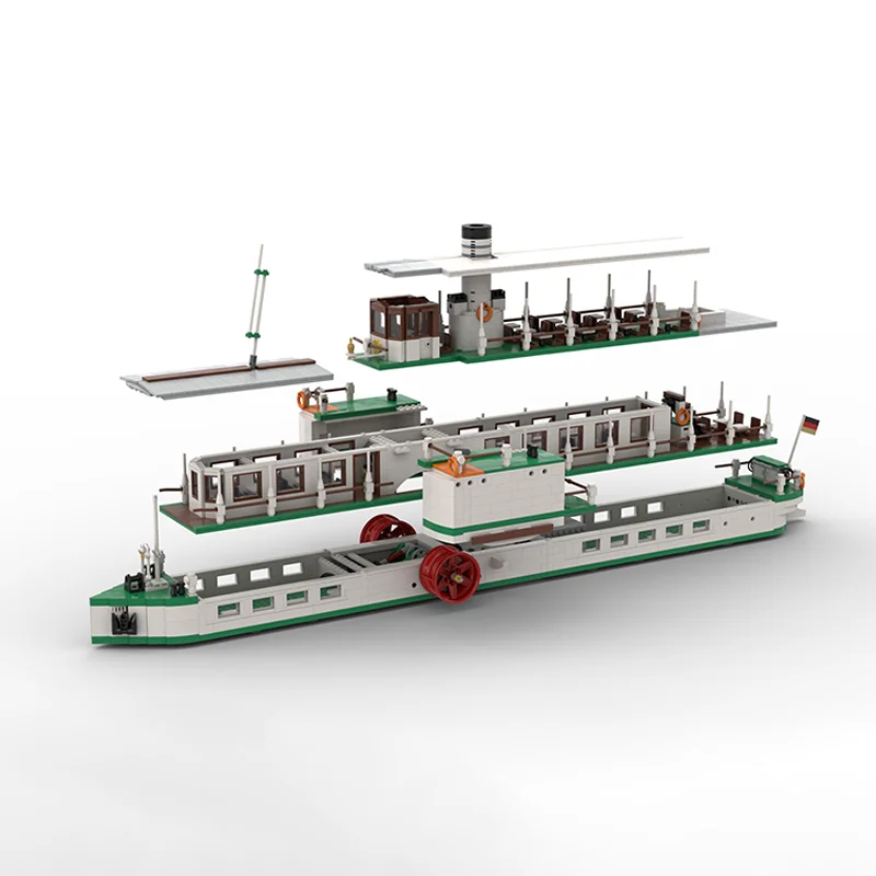 2533 قطعة MOC ساكسوني البخار السفينة S Chsisches القوارب نموذج اللبنات البناء هدية الكريسماس فكرة الطوب الاطفال لعبة عيد ميلاد