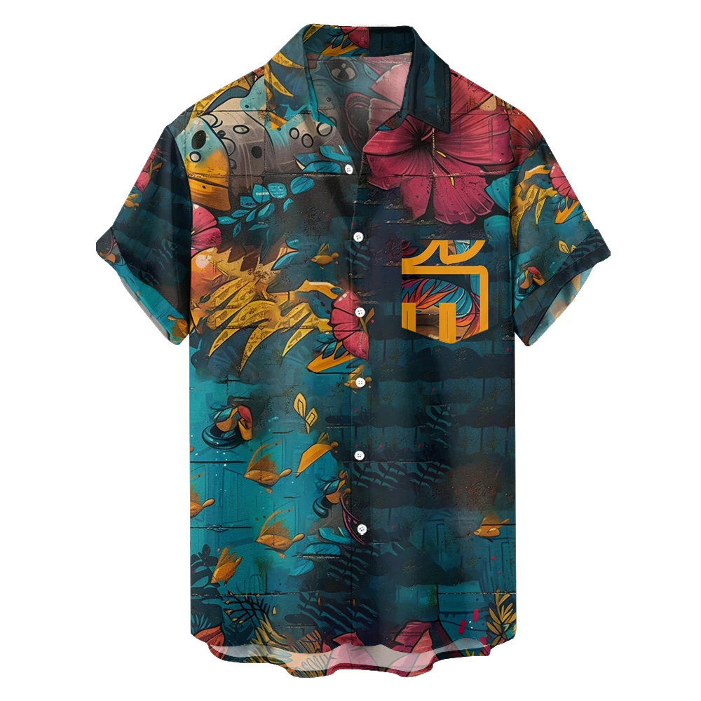 

New style Men's Digital Print Character Abstract Man Casual Shirt for Men