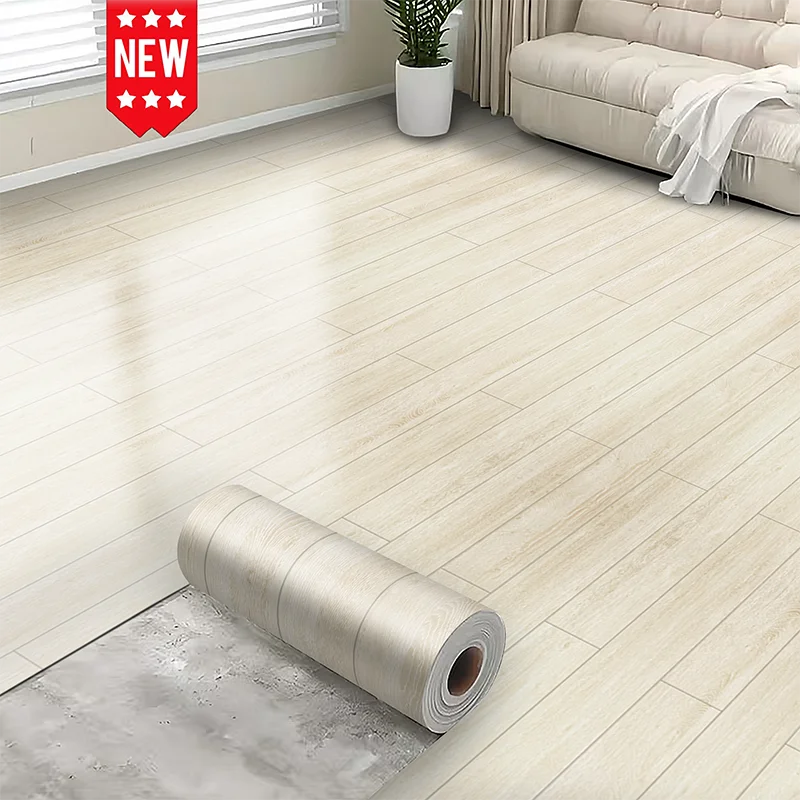 DIY Light Wood Floor Wallpaper Roll Self Adhesive Waterproof Removable Easy Install Vinyl Flooring for Home Renovation