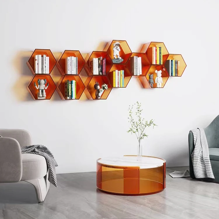 

Wall-mounted Acrylic Storage Rack, Punch-free Wall Shelf, Bedroom, Balcony, Bedside, Decoration Stand