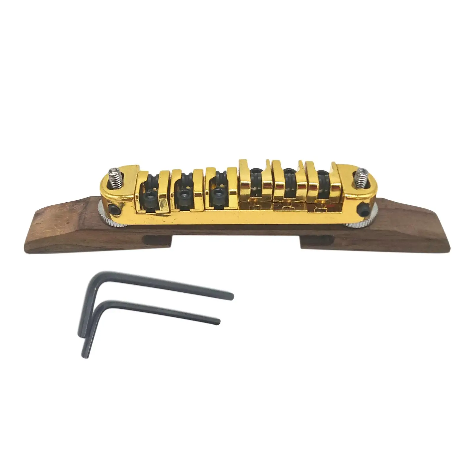 Roller Saddle Guitar Bridge for Jazz Guitar Replacement, Gold/Chrome/Black-Plated - view 2