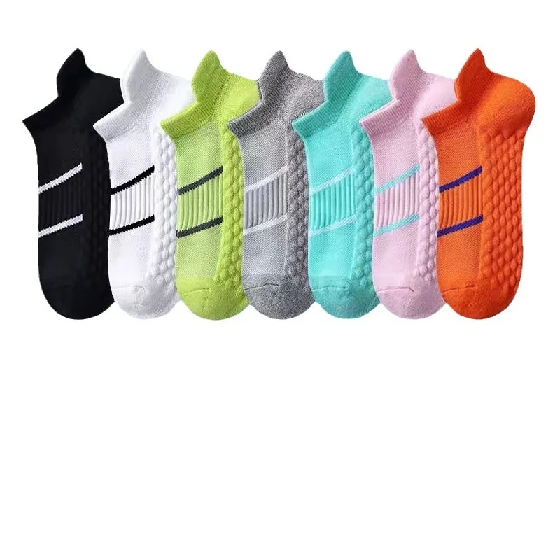 7 Pairs Women Striped Sports Ankle Socks Sweat Absorbing Breathable Soft Comfortable Arch Support Running Leisure Socks