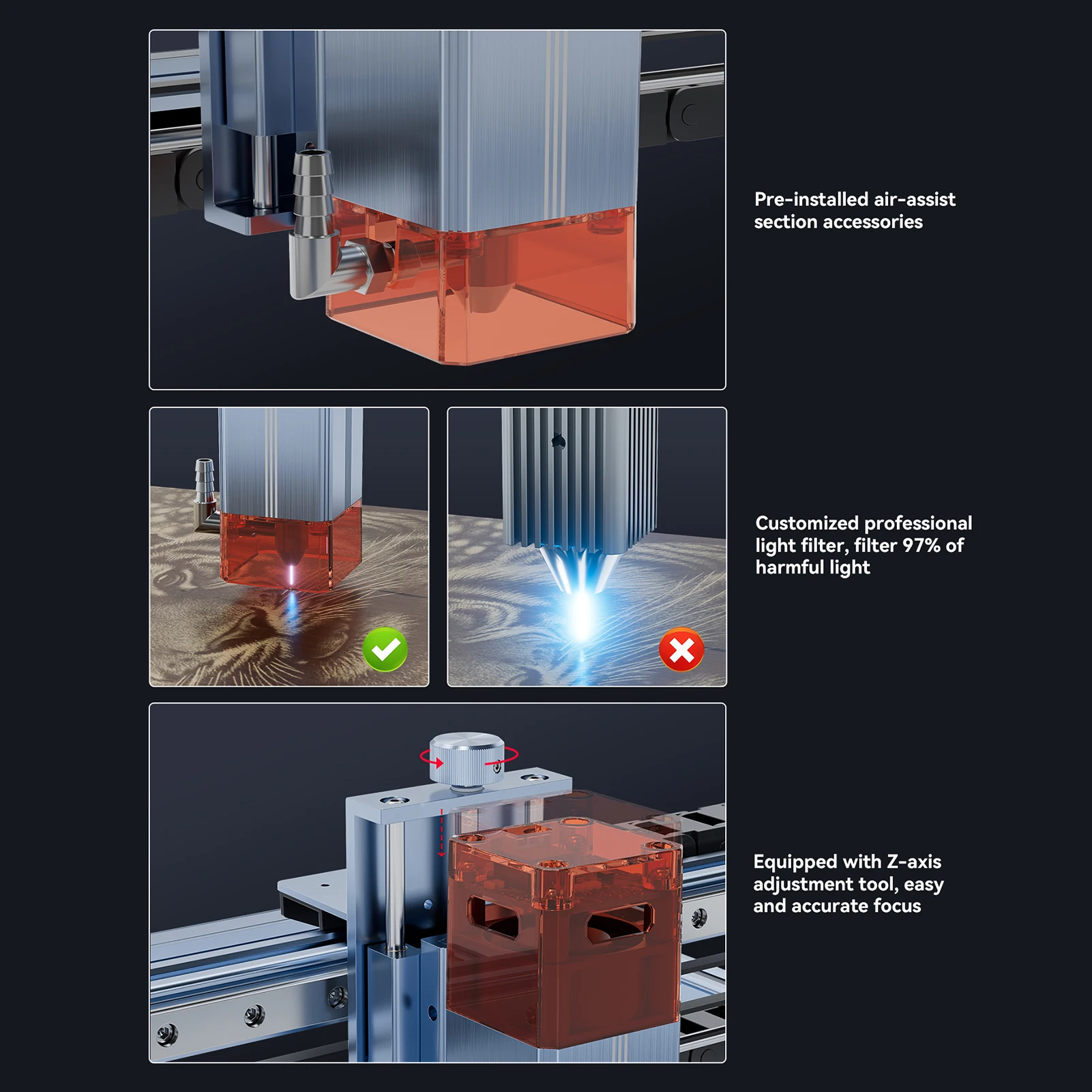Atomstack Maker A10 V2 Incisore laser 10-12W Macchina da taglio per incisione ad alta velocità Laser ultrasottile a fuoco fisso con 400x400mm