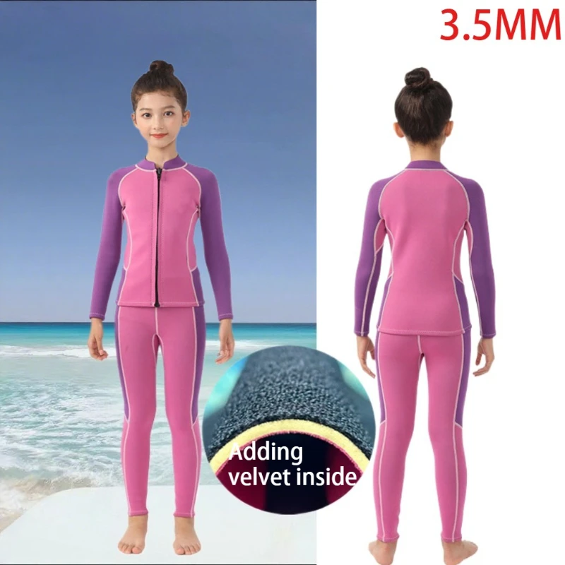 

Winter Children's 3.5mm Diving Suit Neoprene 2-pieces Separated Wetsuit Boys Girls Long Sleeved Surfing Snorkeling Swimsuit
