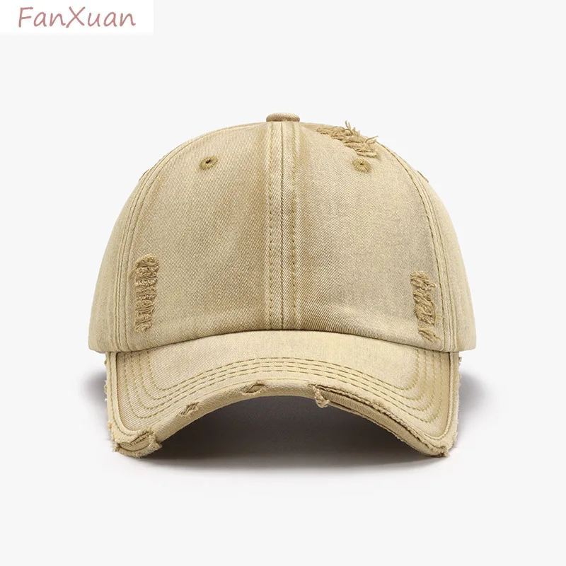 fashion cotton baseball cap for men solid color distressed soft top spring summer hats unisex