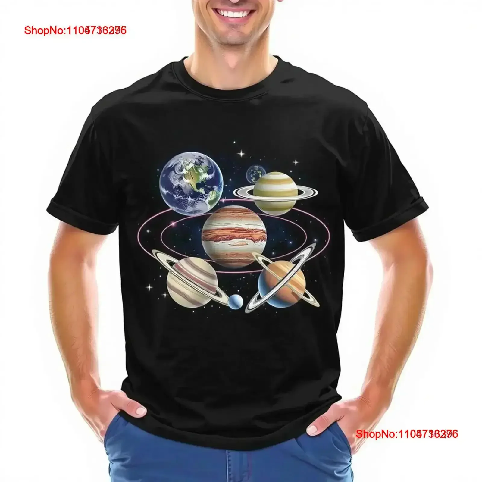 Men's Black T Shirt Featuring Stunning Solar Systemand Orbits vintage Washed Breathable graphic Soft fashion Comfortable Casual
