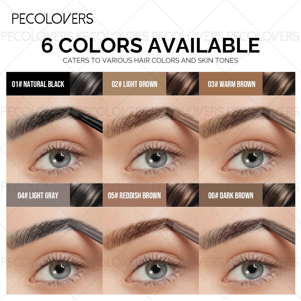 1PC Double-ended Eyebrow Pencil, Comes with Eyebrow Brush, Fills The Gaps in The Eyebrows, Waterproof, Eyebrow Cosmetics