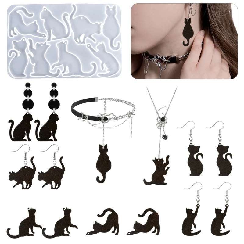 

1 шт. Diy кристалл клей смола серьги кулон милый кот животное кулон силиконовая форма для Diy комплект для изготовления ювелирных изделий