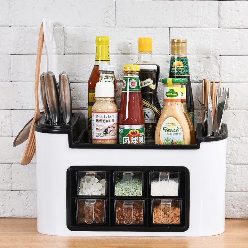 

Kitchen Storage Organizer Spice Box Salt Sugar Bottle Household Seasoning Combination Seasoning Jar Shelf Multi-function Storage