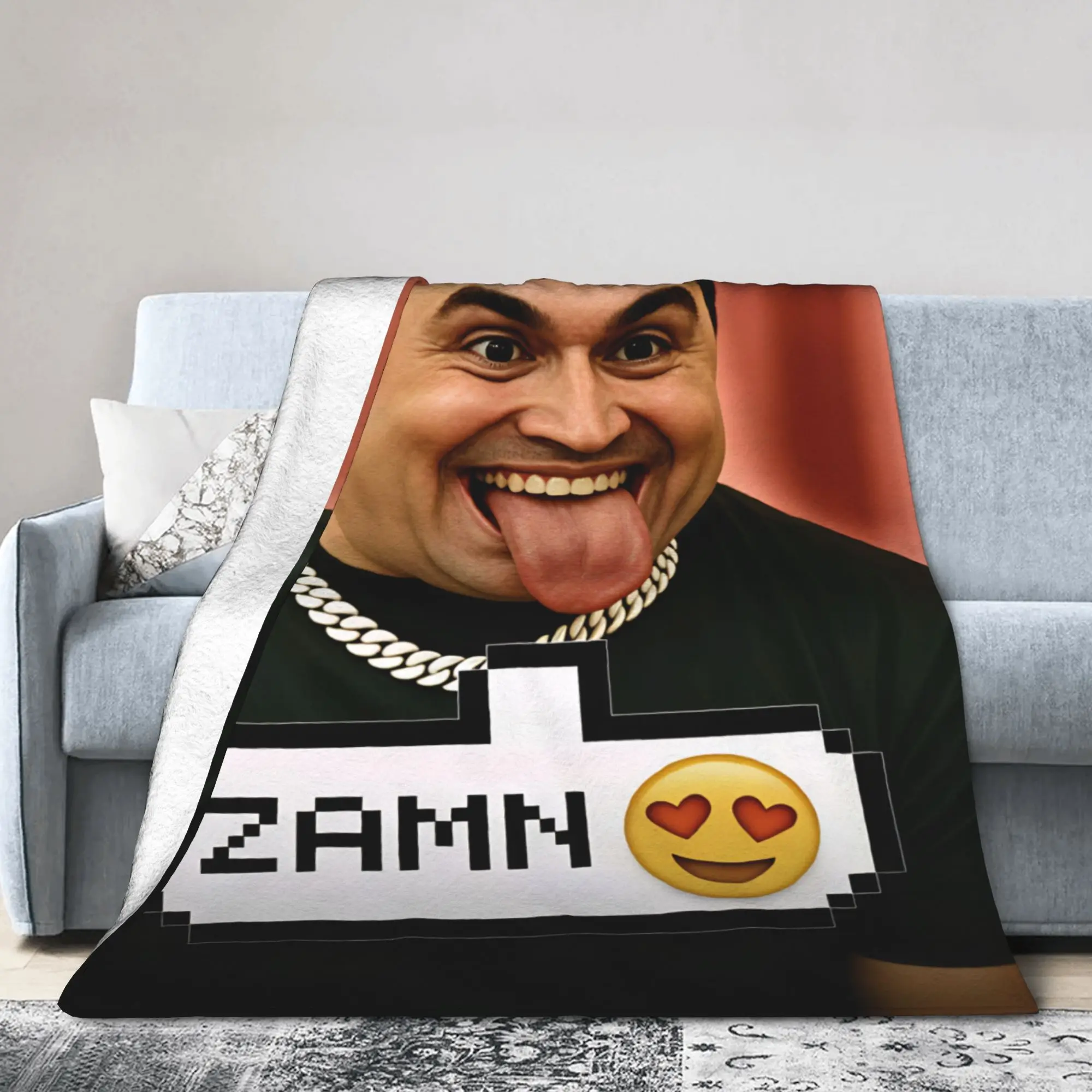 Charlie Kirk ZAMN Heart Eyes Emoji Man Tongue Out Flannel Blanket  Throw Blanket for Couch Bed Travel Bedspread Sofa Bed Cover