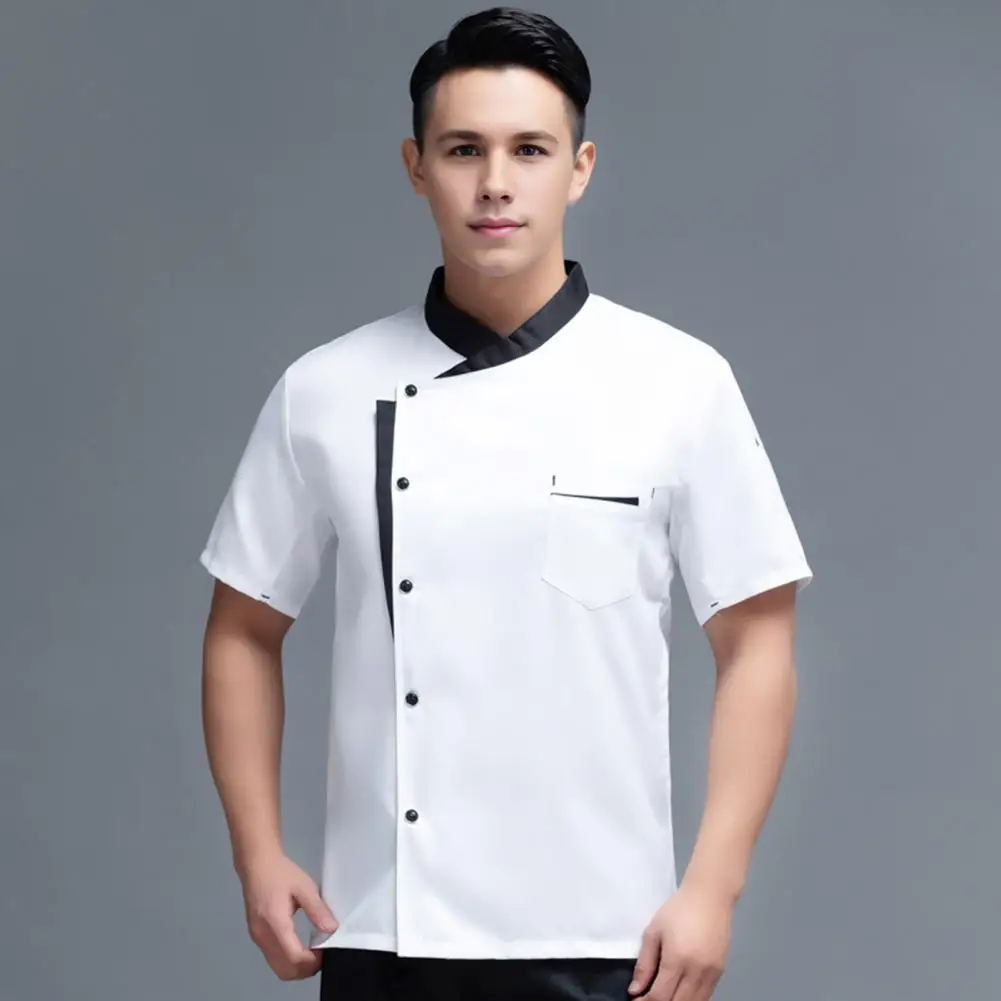 Camisa de Chef Unisex, camisa de manga corta de un solo pecho, suelta, para panadería, restaurante, cantina, camarero, uniforme de cocinero