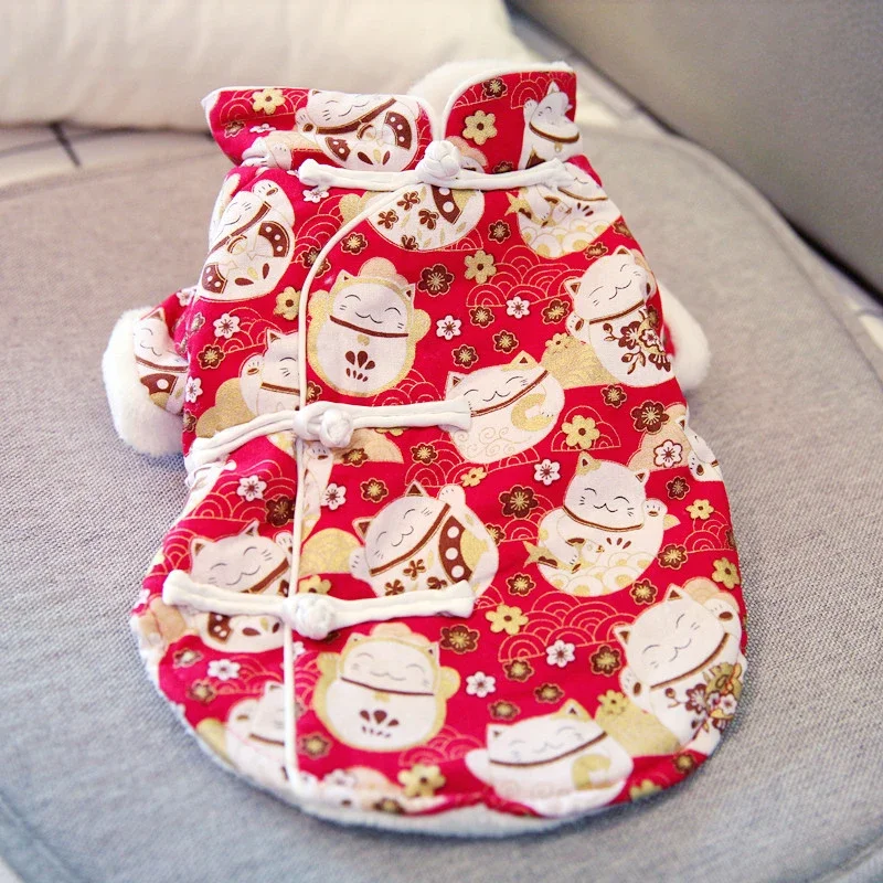 

Chinese New Year Dog Costume Tang Suit Winter Dog Clothes Pet Outfit Poodle Bichon Pomeranian Schnauzer Dog Apparel Coat Jacket