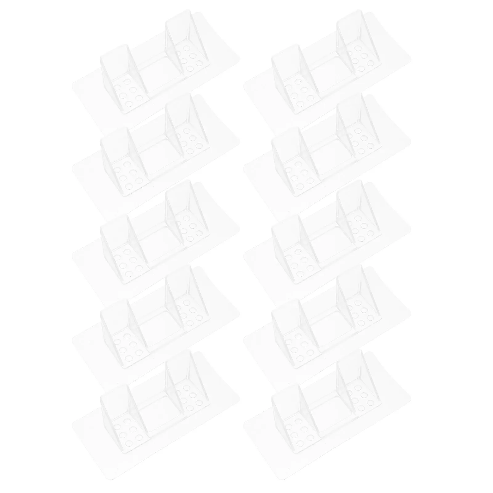 10Pcs No Drilling Adhesive Shelf Brackets Self Stick Transparent Shelf Supports Plastic Pegs for Cabinet Wardrobe Shelves