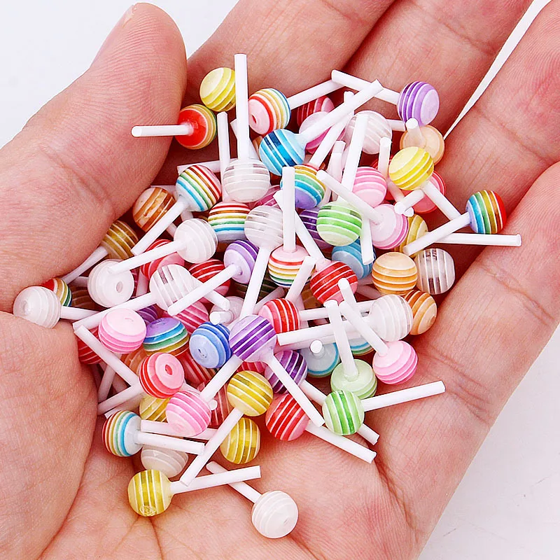 

60Pcs Lollipop Vormige Charmes Voor Acryl Nagels 18x7Mm Nail Art Leuke Ontwerp Decoratie Studs Sieraden Manicure Nail Art Gems