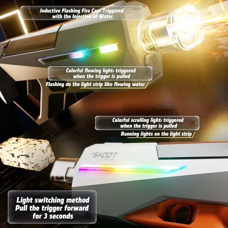 جديد نبض مدفع المياه الكهربائية ضوء بارد للأطفال لعبة بندقية سعة كبيرة التلقائي شفط الصيف لعبة الماء في الهواء الطلق #3