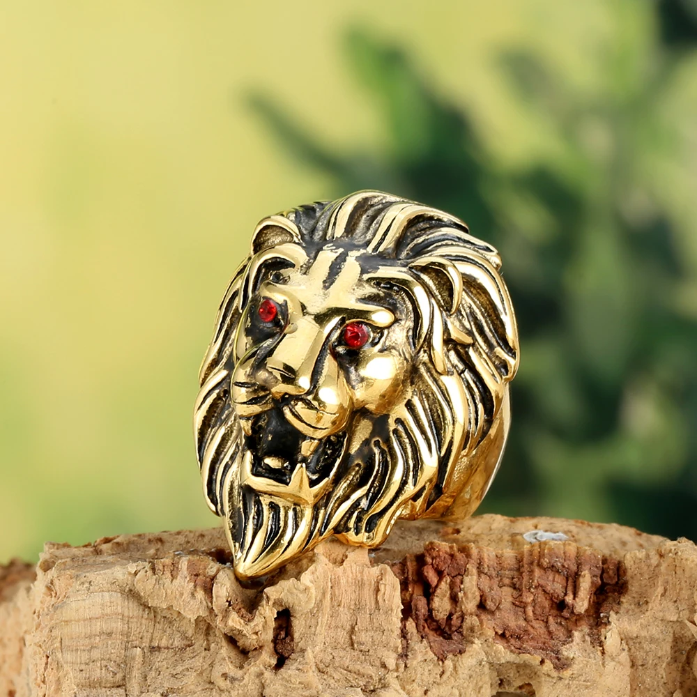 European and American stainless steel rings for men\'s jewelry, domineering lion head