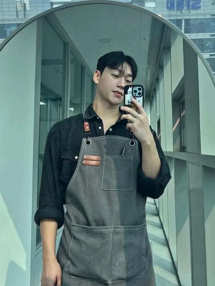 Women's Kitchen Restaurant Work Apron Fashion Canvas Apron Home Kitchen Gardening Work Dress