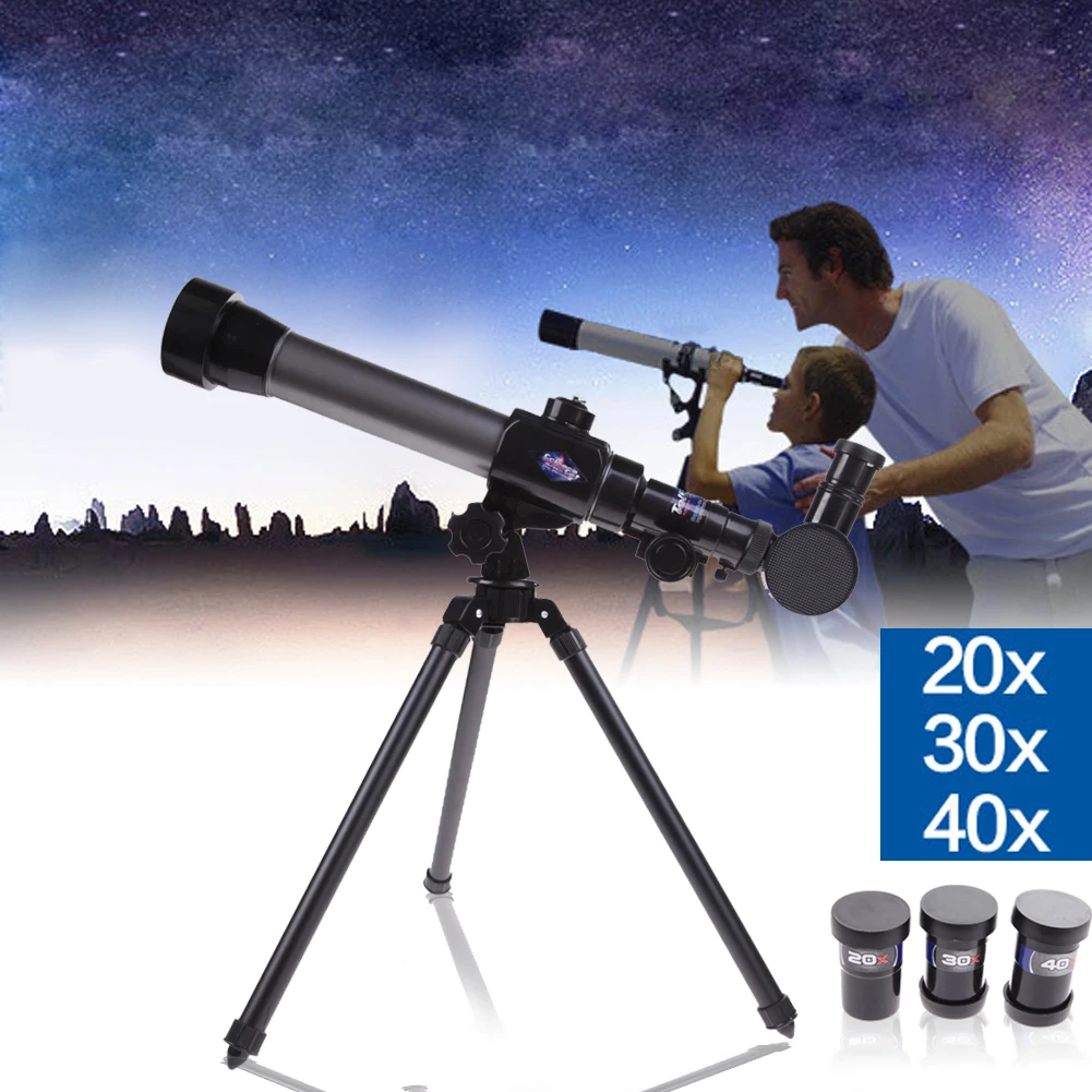 Outdoor Monocular Astronomical Telescopes Refractor Astronomical Angles Adjustable for Children Combo 20X 30X 40X