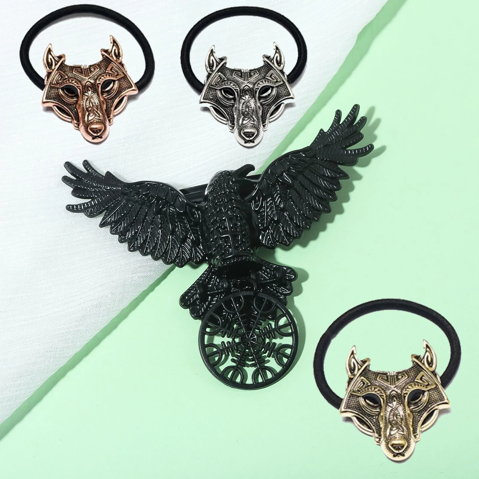 Halloween Crow Hairclips Vintage Celtic Wolf Hair Band Big Raven Spider Party Headwear Gothic Viking Headpiece Friends Gifts